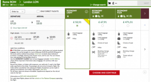 Alitalia fare conditions