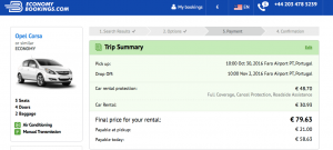 Economybookings price summary